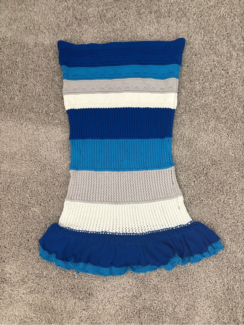 Finesse Rania Blue Striped Strapless Knit Mini Dress - Picture 3 of 3
